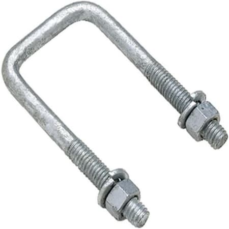 Pinpoint 0.375-16 x 3.125 in. Zinc Plated Square U-Bolt, 4 x 1.75 in., 2PK PI3083646